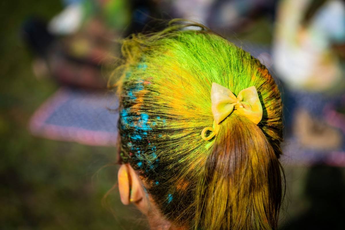 holi celebration - my daughter's hair afterwards ...