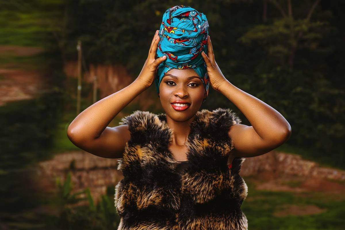 young lady with head wraps , African head wrap